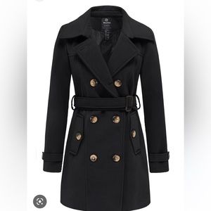 Black wantdo winter coat, button up coat